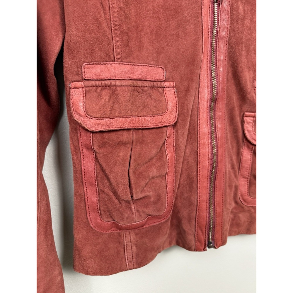 Vintage The Territory Ahead Red Suede Leather Jacket XS Boho Western Retro‎ Y2K - Picture 11 of 15